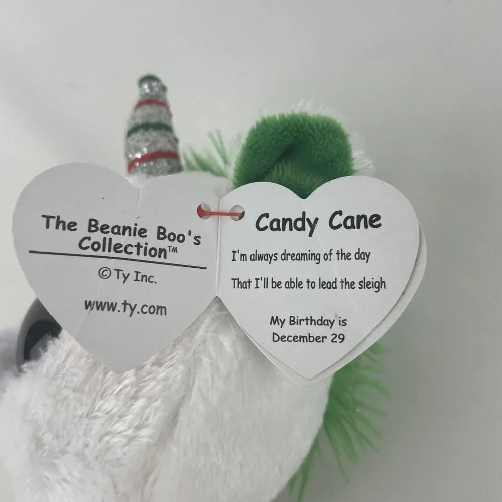 Ty Beanie Boos Unicorn‎ Candy Cane 8” Plush Christmas Stuffed Toy w/Tags